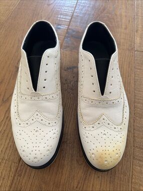 Rag and Bone Meli Leather Brogue Oxford Style Slip-On Sneaker 38 /8.5 Ivory